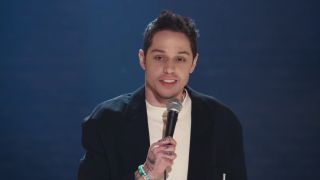 Pete Davidson performing stand-up in his Netflix special Alive in New York