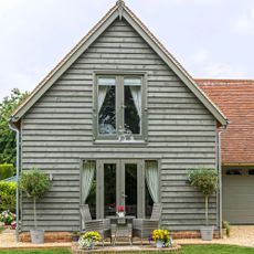 Exterior of new build house with oak cladding