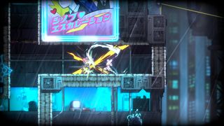 Promotional screenshot of the player fighting in a city in Shinobi: Art of Vengeance