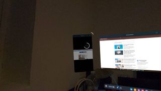 Meta Quest 3 Mixed Reality Link with Windows 11 PC screenshot of virtual monitors with Tom's Guide website showing