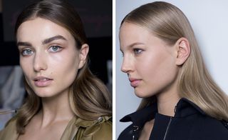 Sophisticated tailoring was paired with elegant make-up by Lisa Butler at Ferragamo