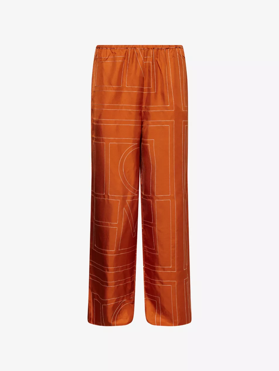 Contrast-Stitch Silk Pyjama-Style Bottoms