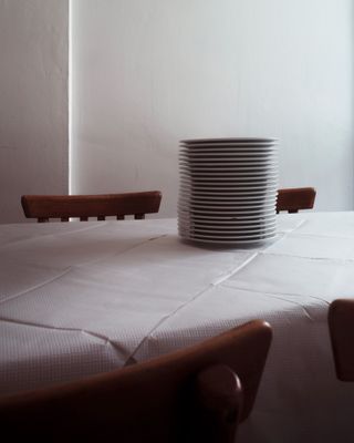 White plates on a table