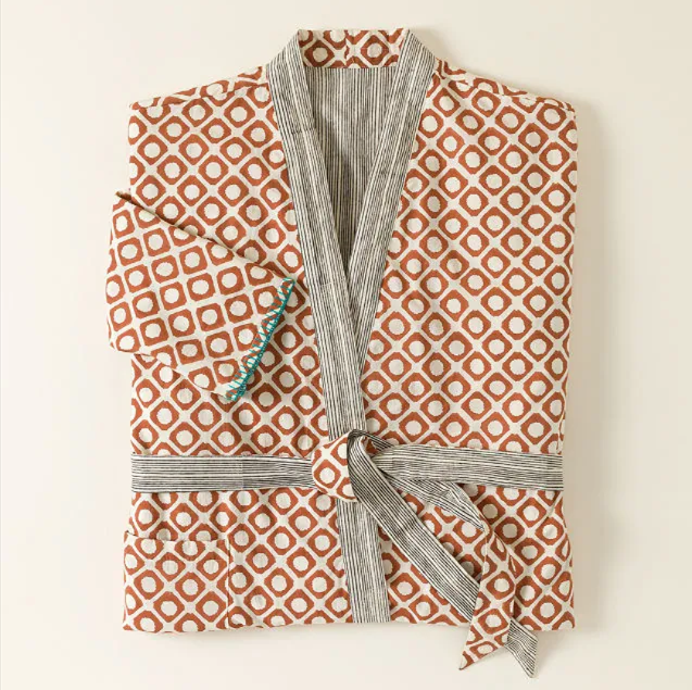 patterned reversible robe