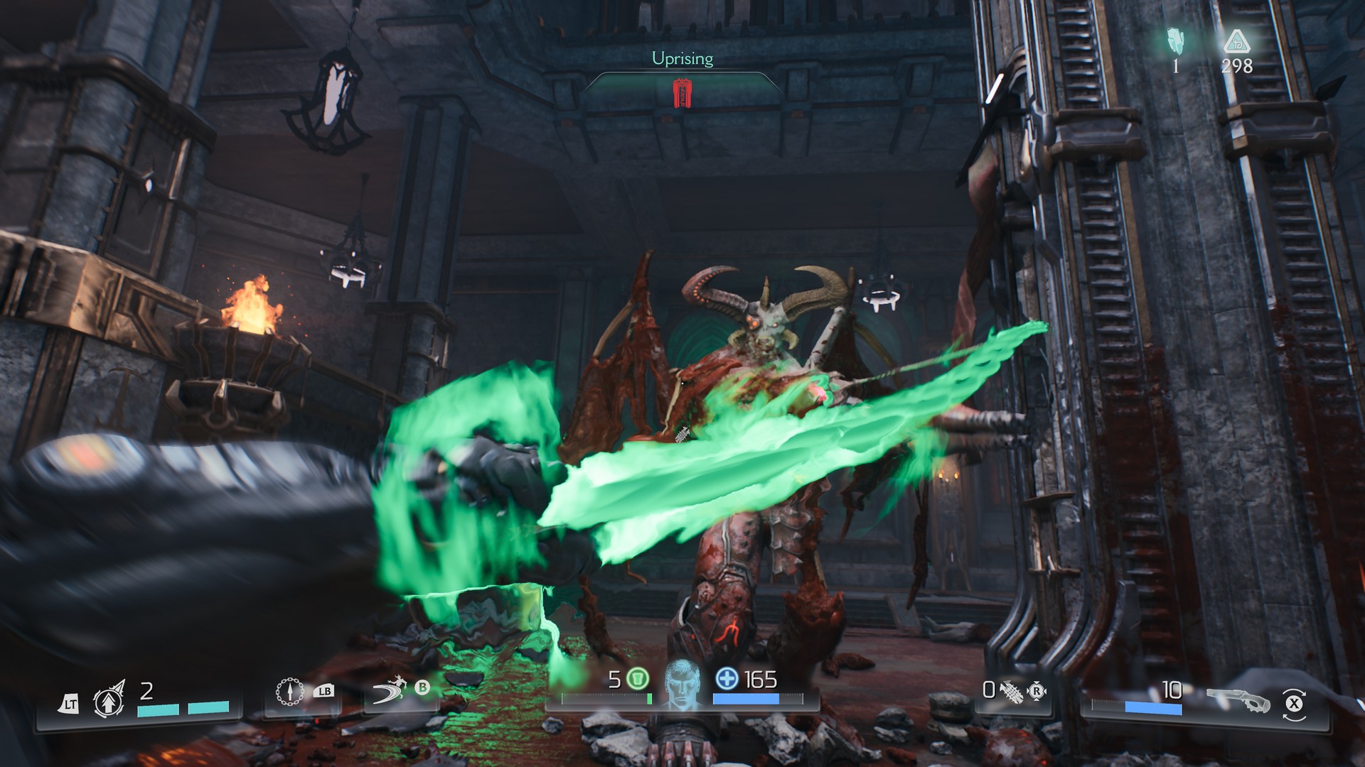 The Doom Slayer grapples a demon with a spear in Doom The Dark Ages - Revelations