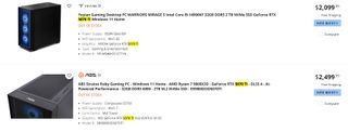 Screenshot of Newegg RTX 5070 Ti Gaming PC listings