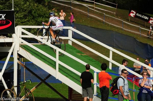 Helen Wyman (Kona) on the flyover during her last lap