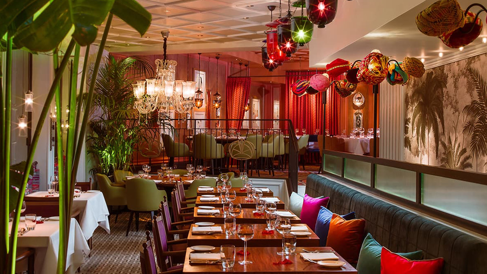 A photo of the interior of the Veeraswamy restaurant. 