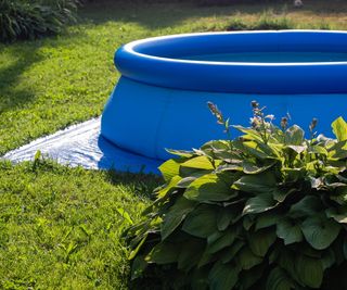 Inflatable pool in yard