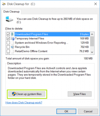 Click Clean up system files