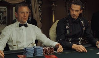 Casino Royale Bond prepares for his next hand at the card game