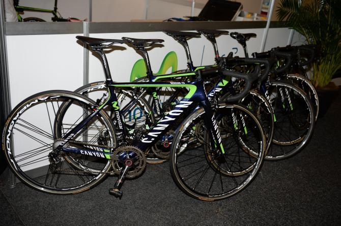 Movistar's new Canyons are lined up ready to go