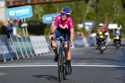Annemiek van Vleuten (Movistar) wins stage three of the 2021 Ladies Tour of Norway at the Norefjell ski resort