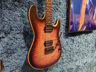 Ernie Ball Music Man's Rabea Massaad Sabre, on display at the 2024 NAMM show