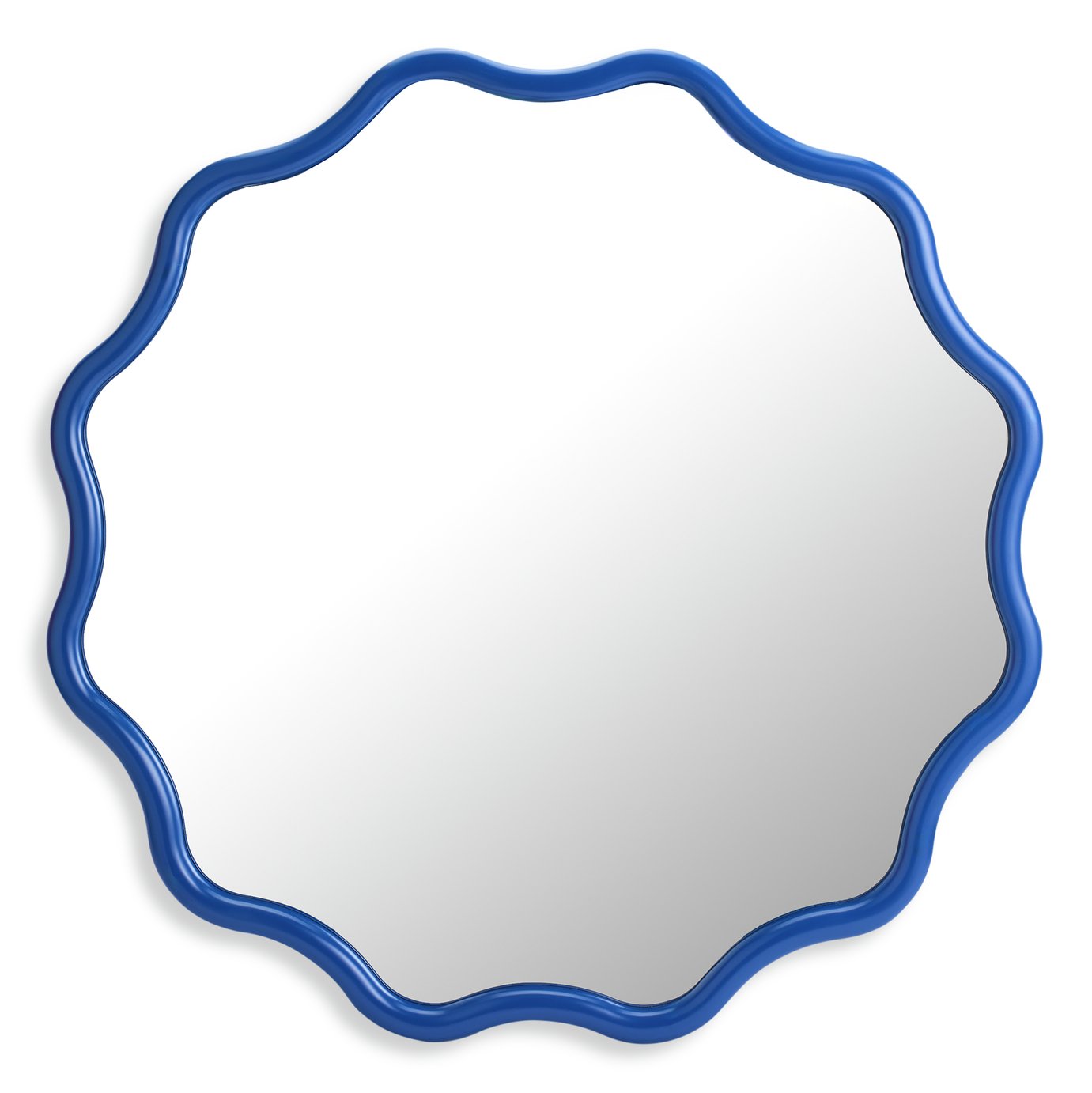 Habitat Blue Wavy Round Wall Mirror - 72x72cm
