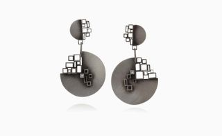 A pair of black oxidised earrings