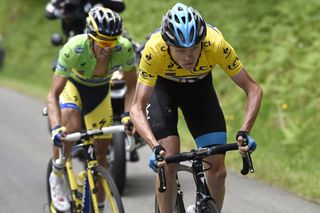 Chris Froome attacks Alberto Contador on stage two of the 2014 Criterium du Dauphine