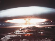 A mushroom cloud from an atomic bomb