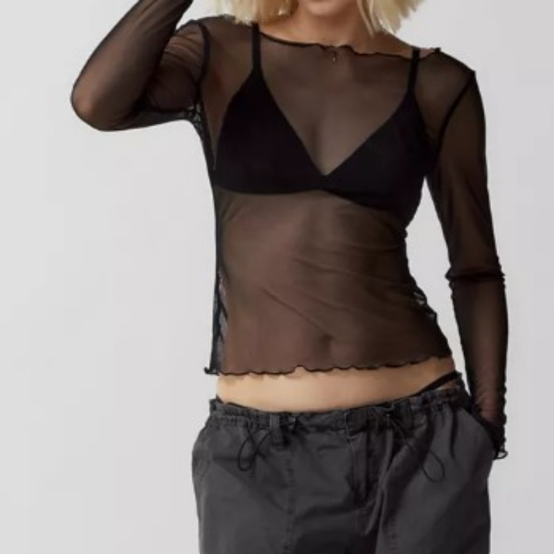 Urban Outfitters Out From Under Libby Sheer Mesh Long Sleeve Top
