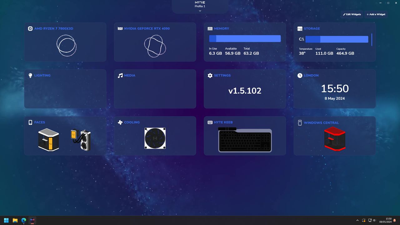 HYTE Nexus settings for THICC Q60 all in one cooler