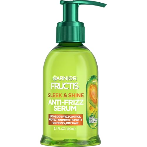 Garnier Fructis Sleek &amp;amp; Shine Anti-Frizz Serum for Frizzy, Dry Hair, Argan Oil, 5.1 Fl Oz, 1 Count (packaging May Vary)