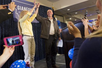 Greg Gianforte celebrates in Montana