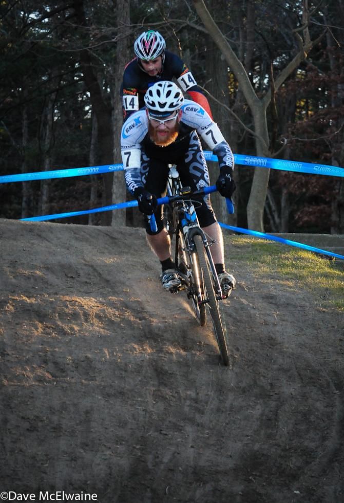 Robert Marion (American Classic) leading Christian Favata down to the beach