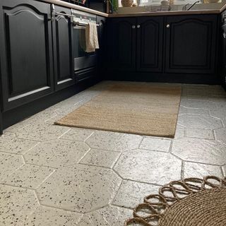 terrazzo flooring in a kitchen in beige
