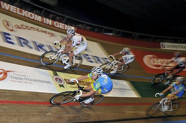 Alex Rasmussen stays at the top of the track and the front of the race.