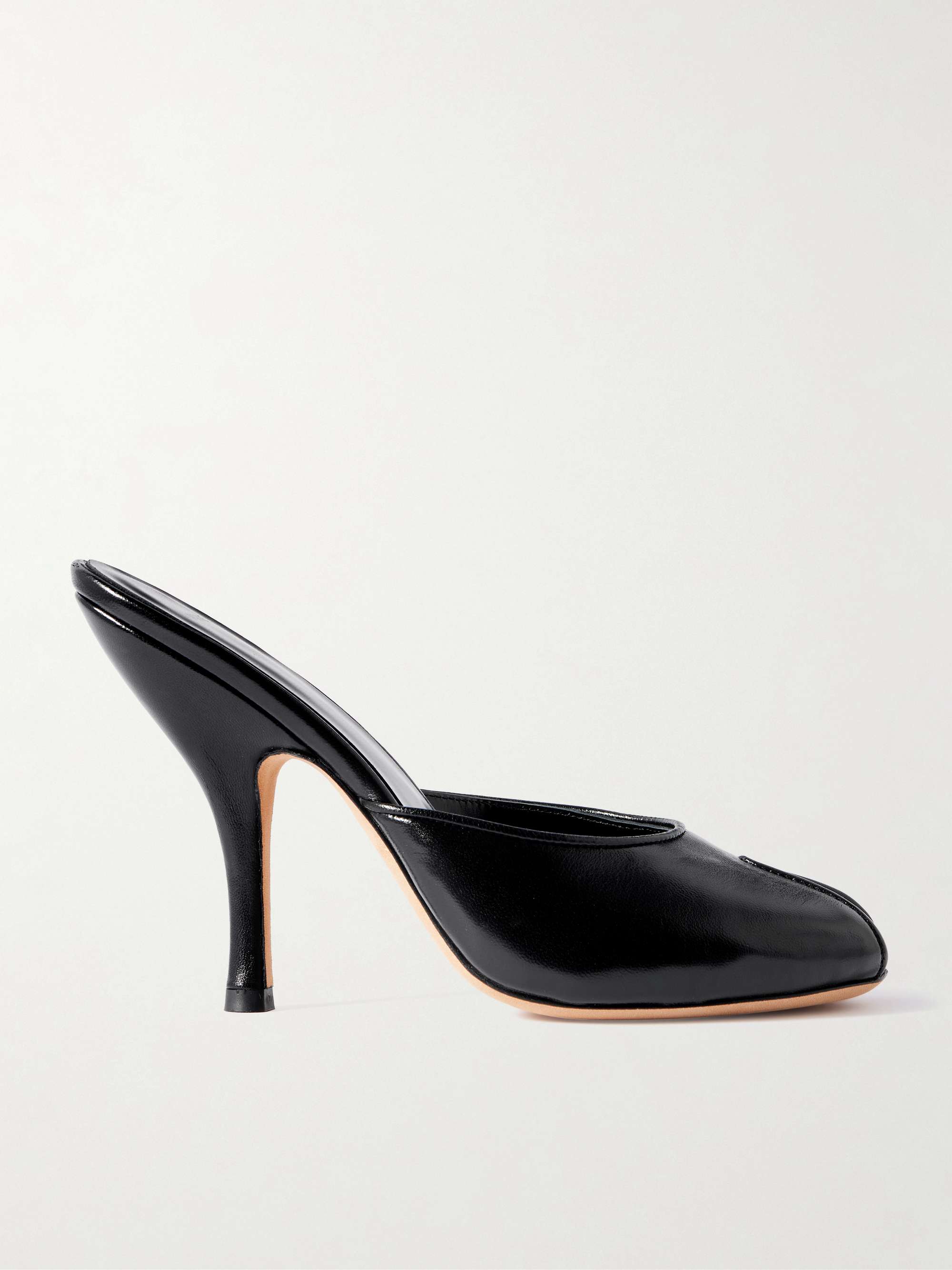 Date Cutout Leather Mules