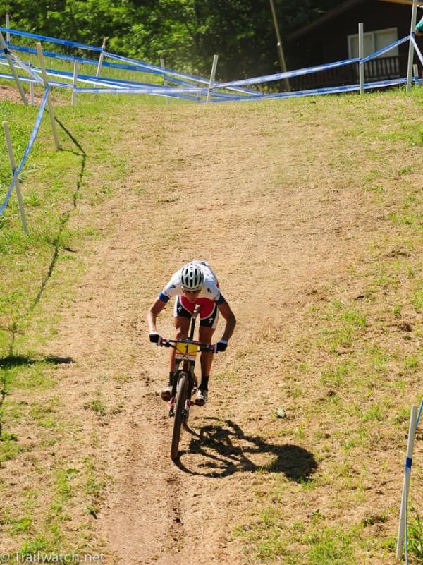 Jaroslav Kulhavy (Specialized) descending on lap three with nobody in sight
