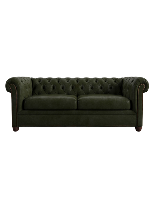 Chesterfield Roll Arm Leather Sofa 