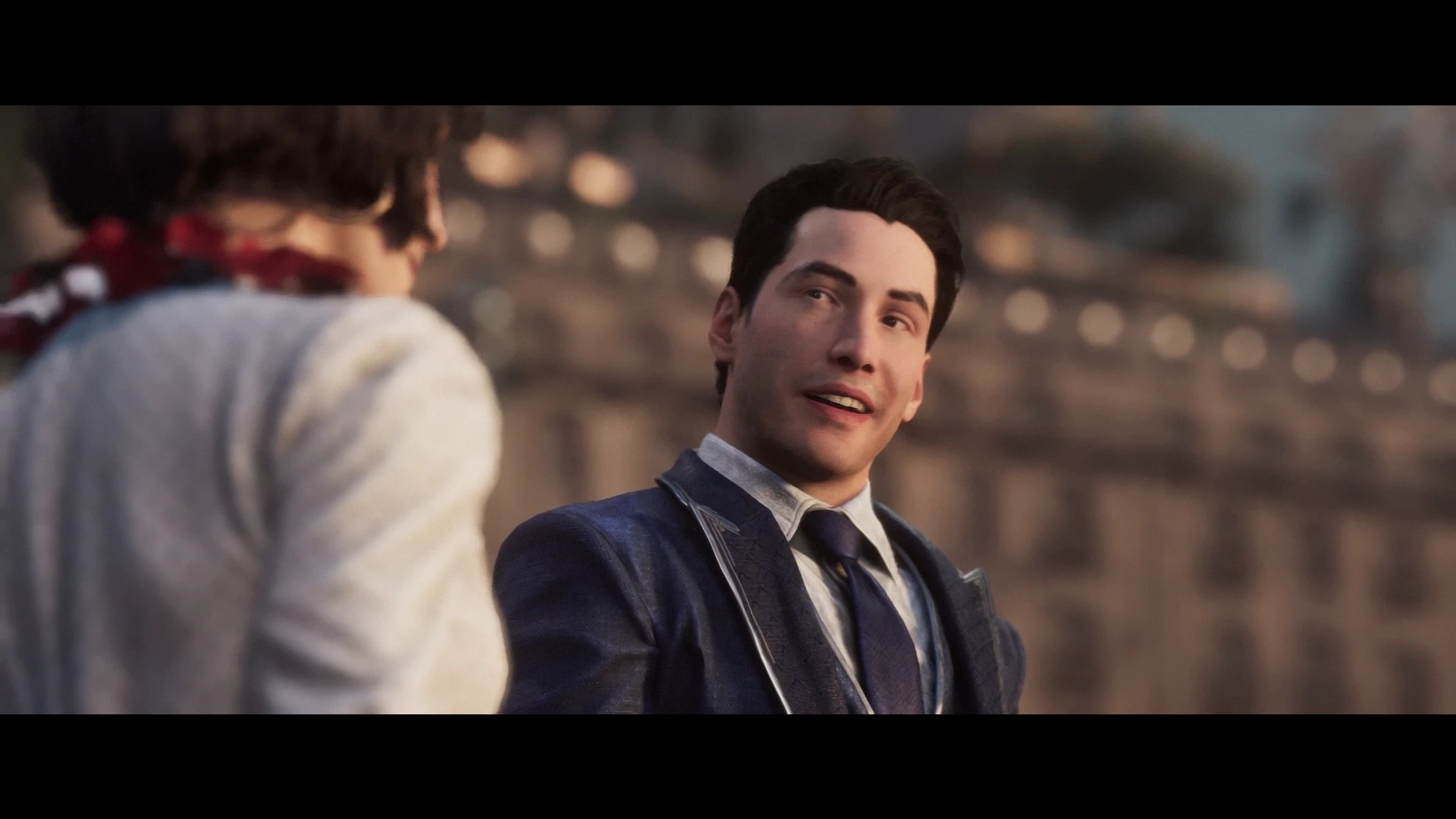 In-game screenshot of Keanu Reeves modded into Clair Obscur: Expedition 33.
