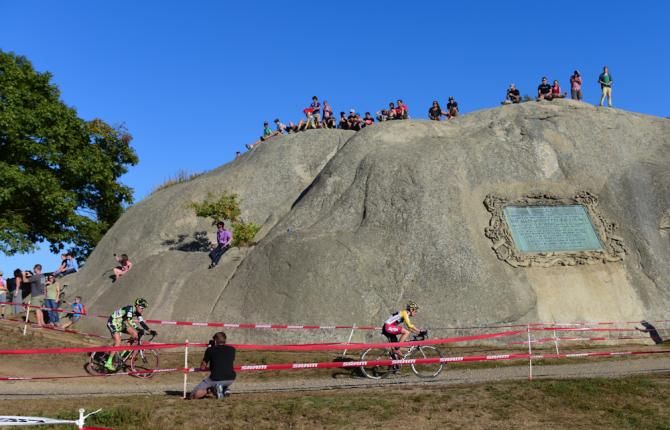 Allen Krughoff (Noosa Pro Team) leading Lukas Winterberg past the big rock