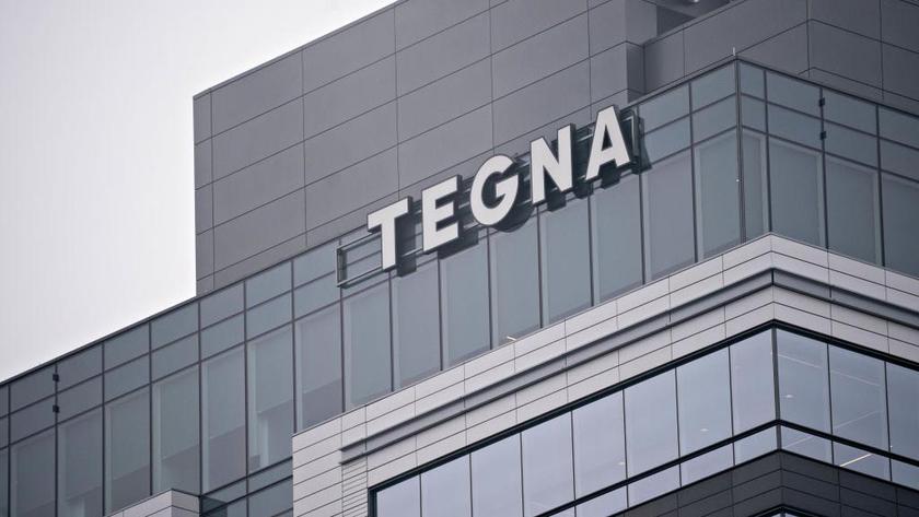 Signage is displayed outside Tegna Inc. headquarters in McLean, Virginia, U.S., on Friday, March, 13, 2020. Comedian and TV producer Byron Allen has made a $20-a-share, all-cash offer for Tegna in a deal that values the TV station owner at $8.5 billion, including debt, according to a person familiar with the situation. Photographer: Andrew Harrer/Bloomberg via Getty Images