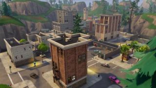 overhead view of tilted towers
