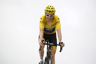 Geraint Thomas (Sky) finishes third on the Col du Portet