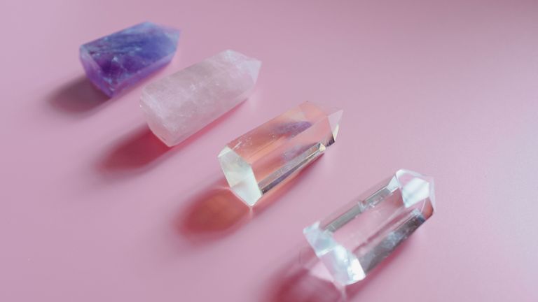 Crystals on a pink background