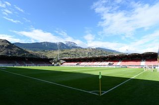 A general view of the Stade de Tourbillon ahead of the UEFA Europa League group B match between FC Sion and FC Rubin Kazan at the Stade de Tourbillon on September 17, 2015 in Sion, Switzerland.