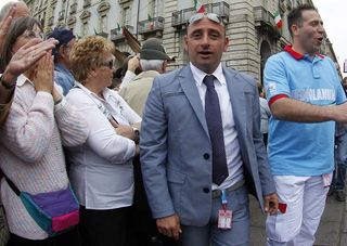 National coach Paolo Bettini was all dressed up