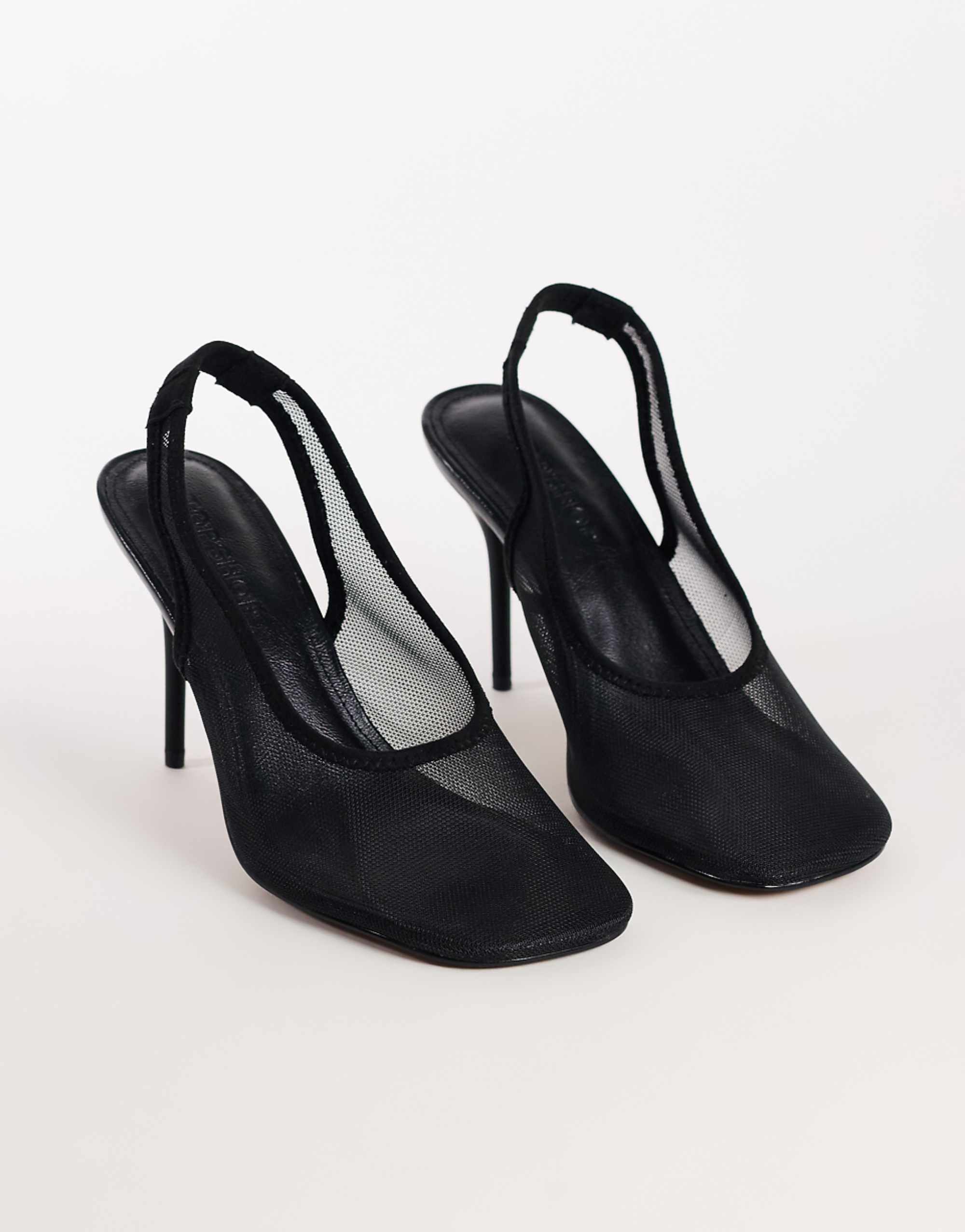 Topshop Arrow Sling Back Mesh Heeled Shoe in Black