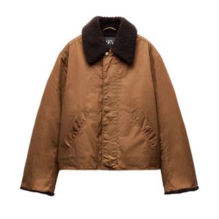 zara contrast collar brown jacket