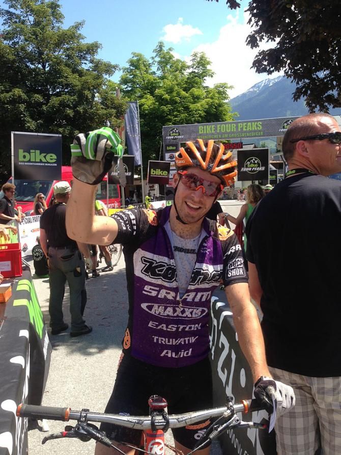 Cory Wallace (Kona) after finishing the Bike Four Peaks.