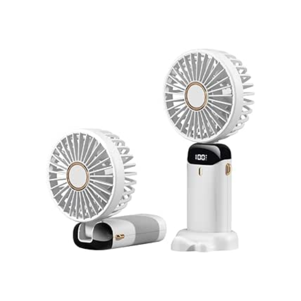 white handheld fan