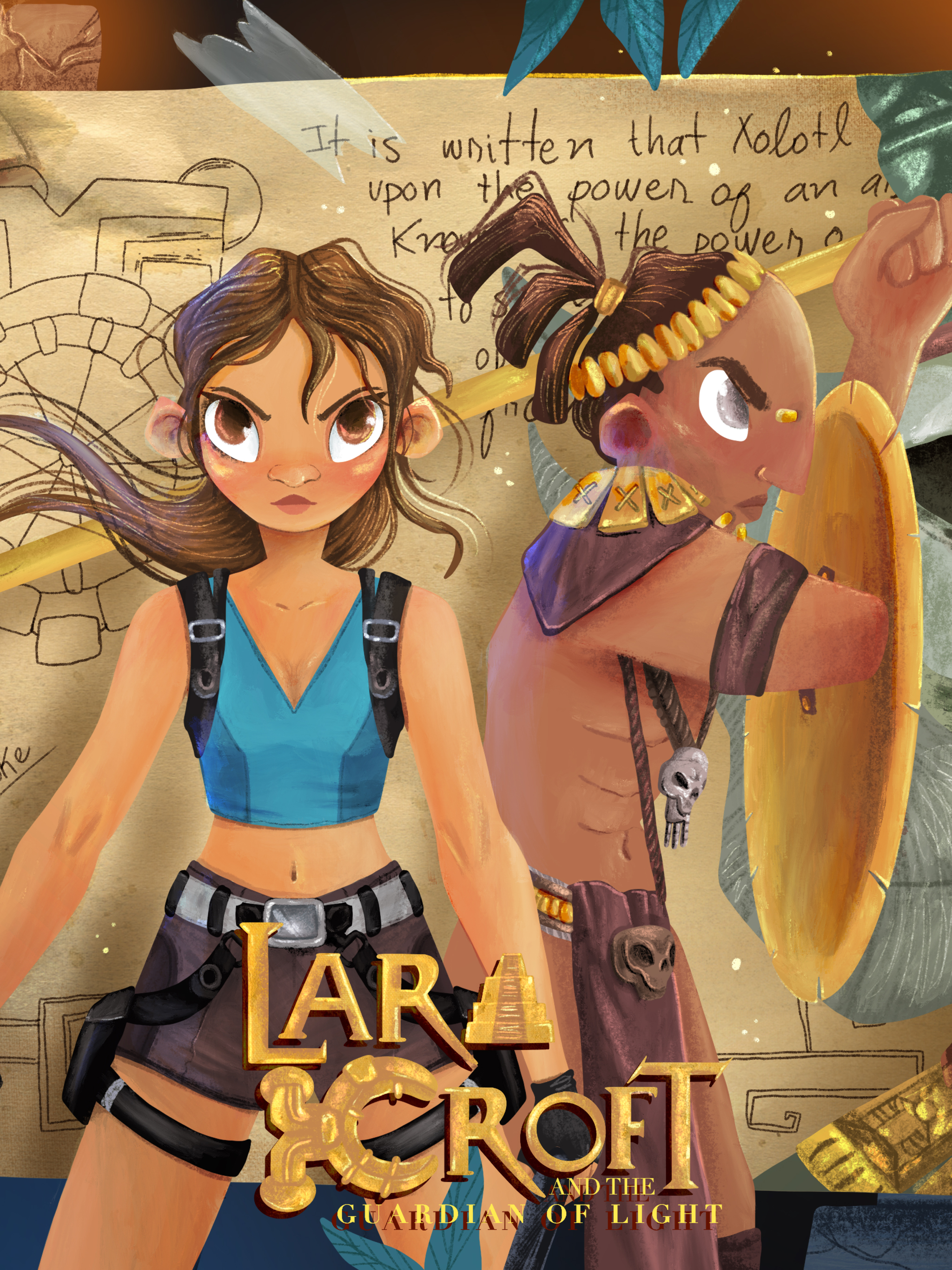 Seni peringatan Tomb Raider: Lara Croft dan Penjaga Cahaya oleh Monster Draw