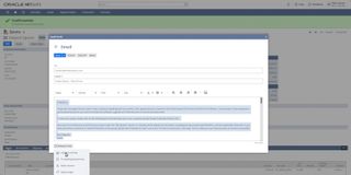 A screenshot of Oracle NetSuite Text Enhance, a generative AI tool that has created the body text for a customer email.