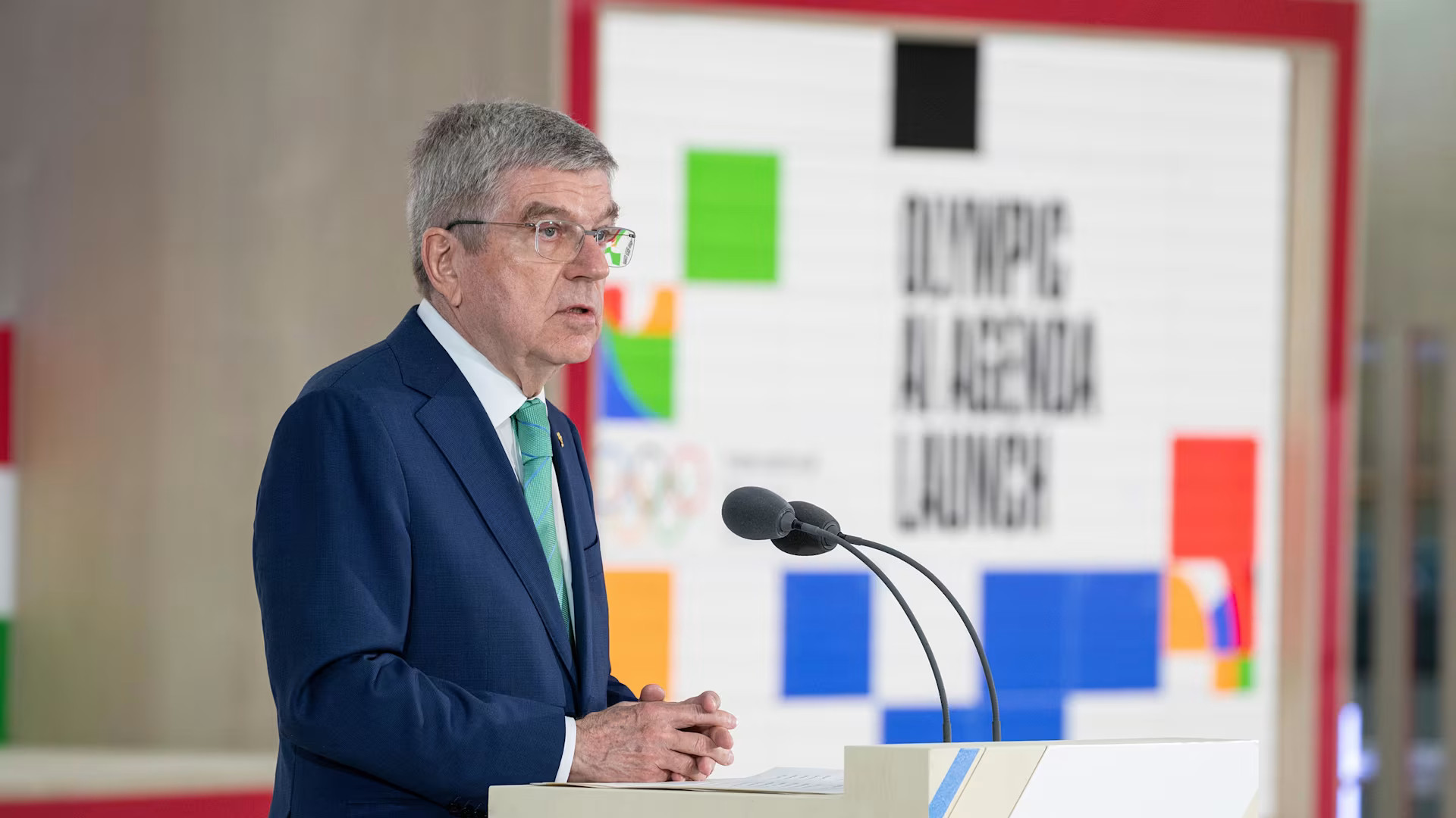 IOC President Thomas Bach unveiling the AI agenda