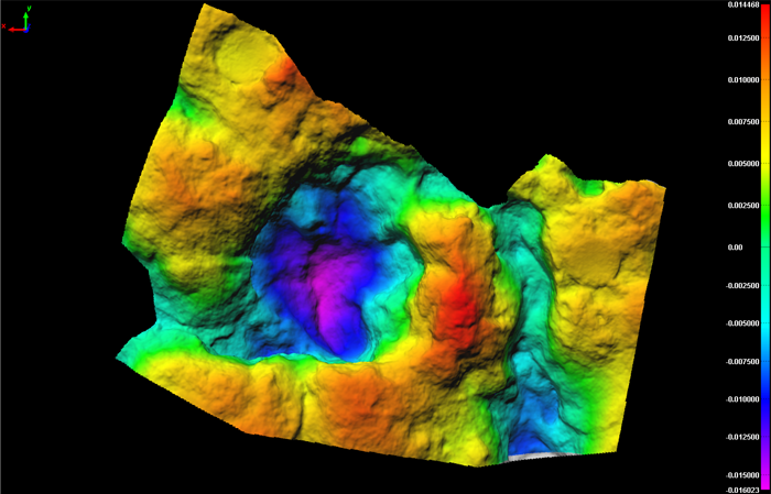 Depth map of an adult stegosaurus track