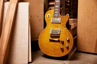 The Gibson Custom Shop Kirk Hammett "Greeny" 1959 Les Paul Standard is an exacting replica of the original LP owned by Peter Green and Gary Moore