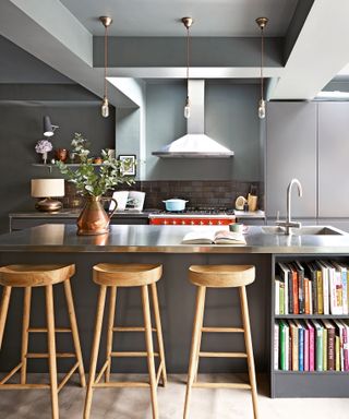 Dark gray kitchen cabinets